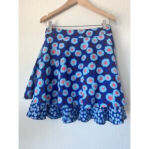 Kate Spade Silk Tangier Floral Skirt Blue and Pink - Size 0